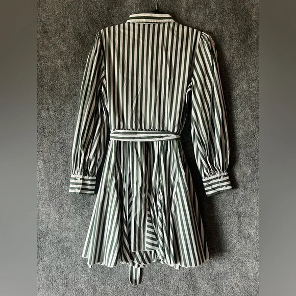 Maje Paris women striped Dress Greenwhite flared skirt formal coquette 32”waistM - Picture 10 of 16